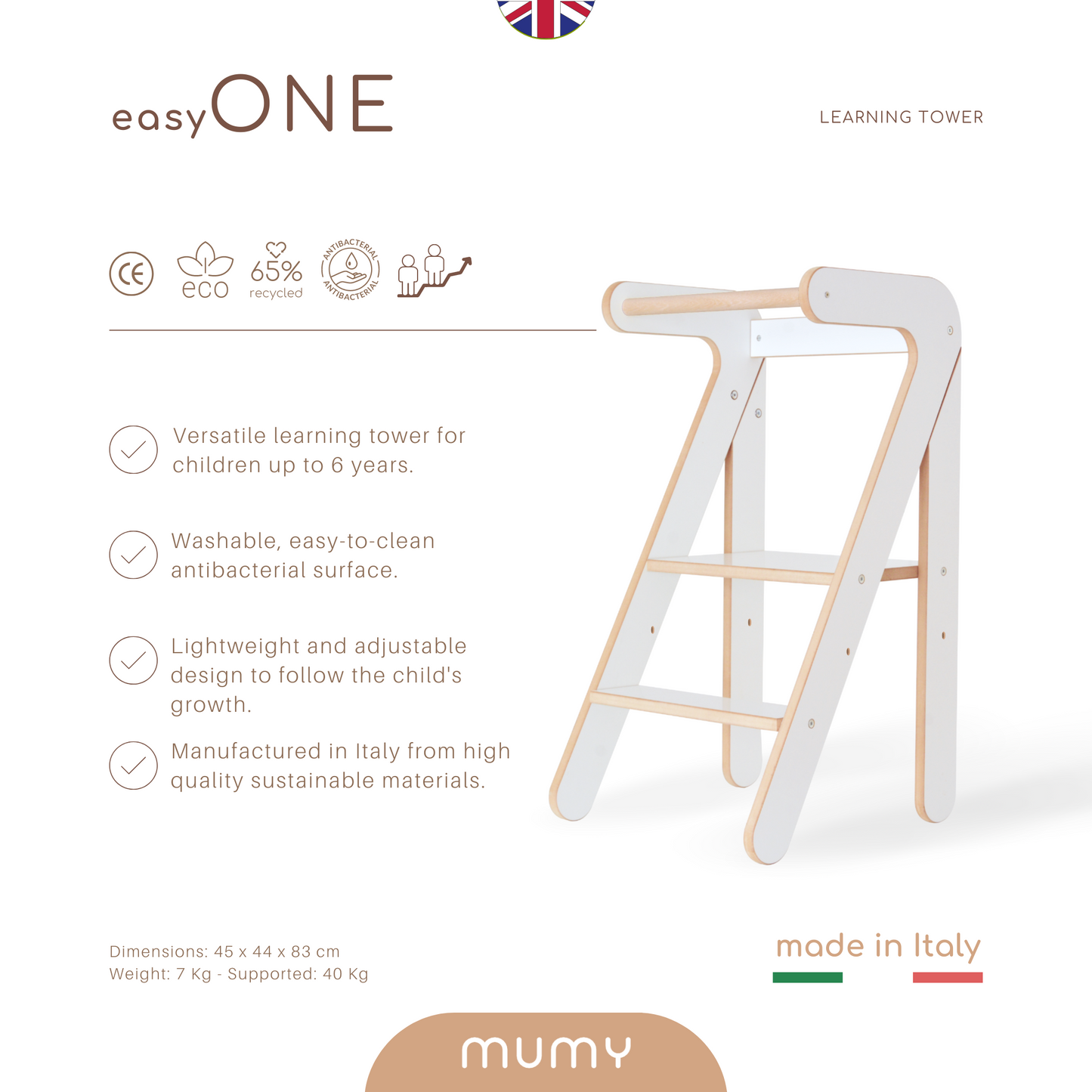 easyONE • Large and handy learning tower 