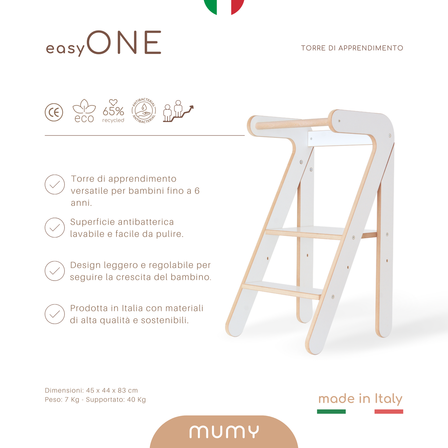 easyONE • Learning tower ampia e maneggevole